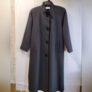 Vintage Forecaster Of Boston Womens Wool Velvet Trim Long Pea Coat Size 6